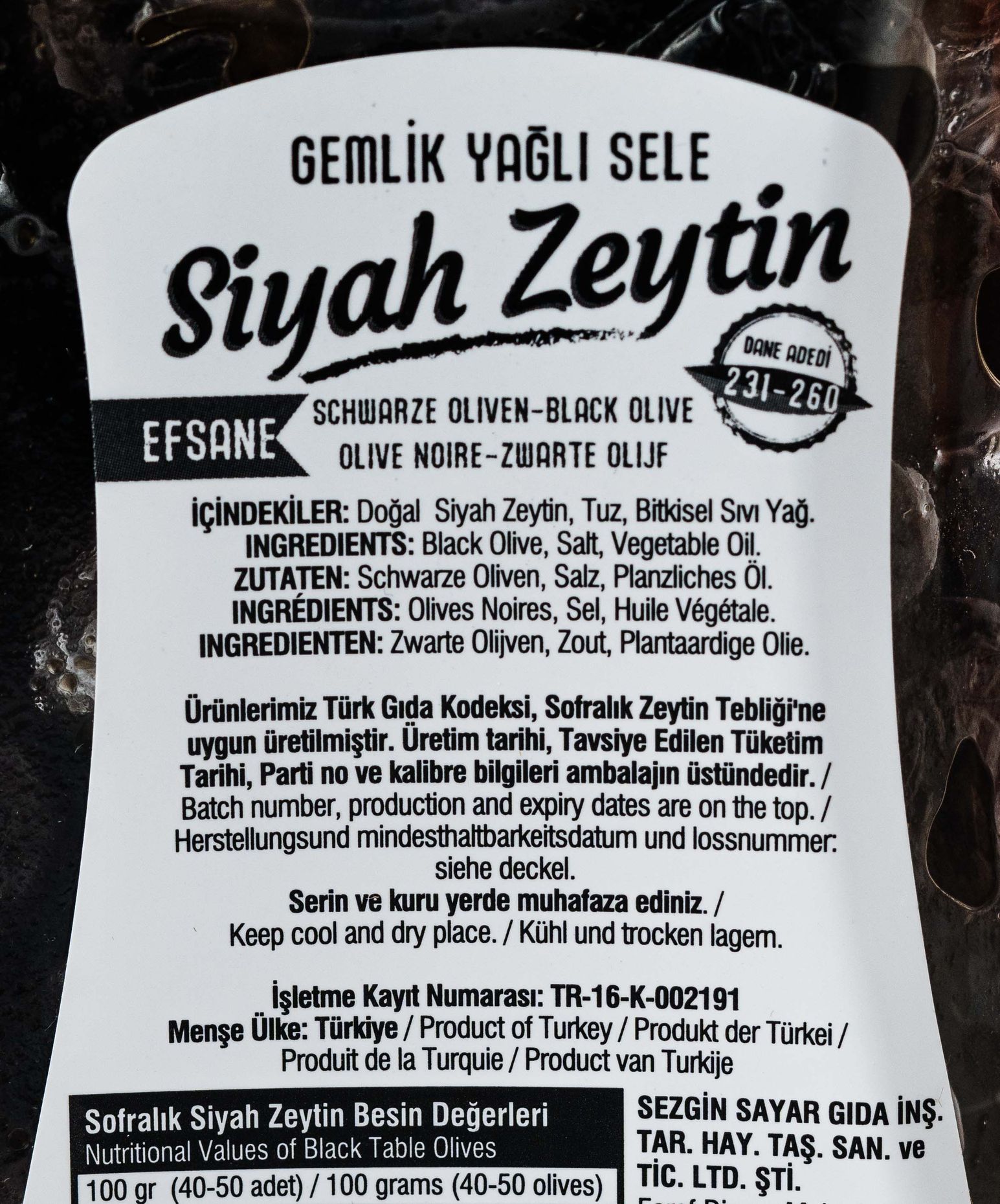 Sezgin Sayar Schwarze Oliven (Efsane)