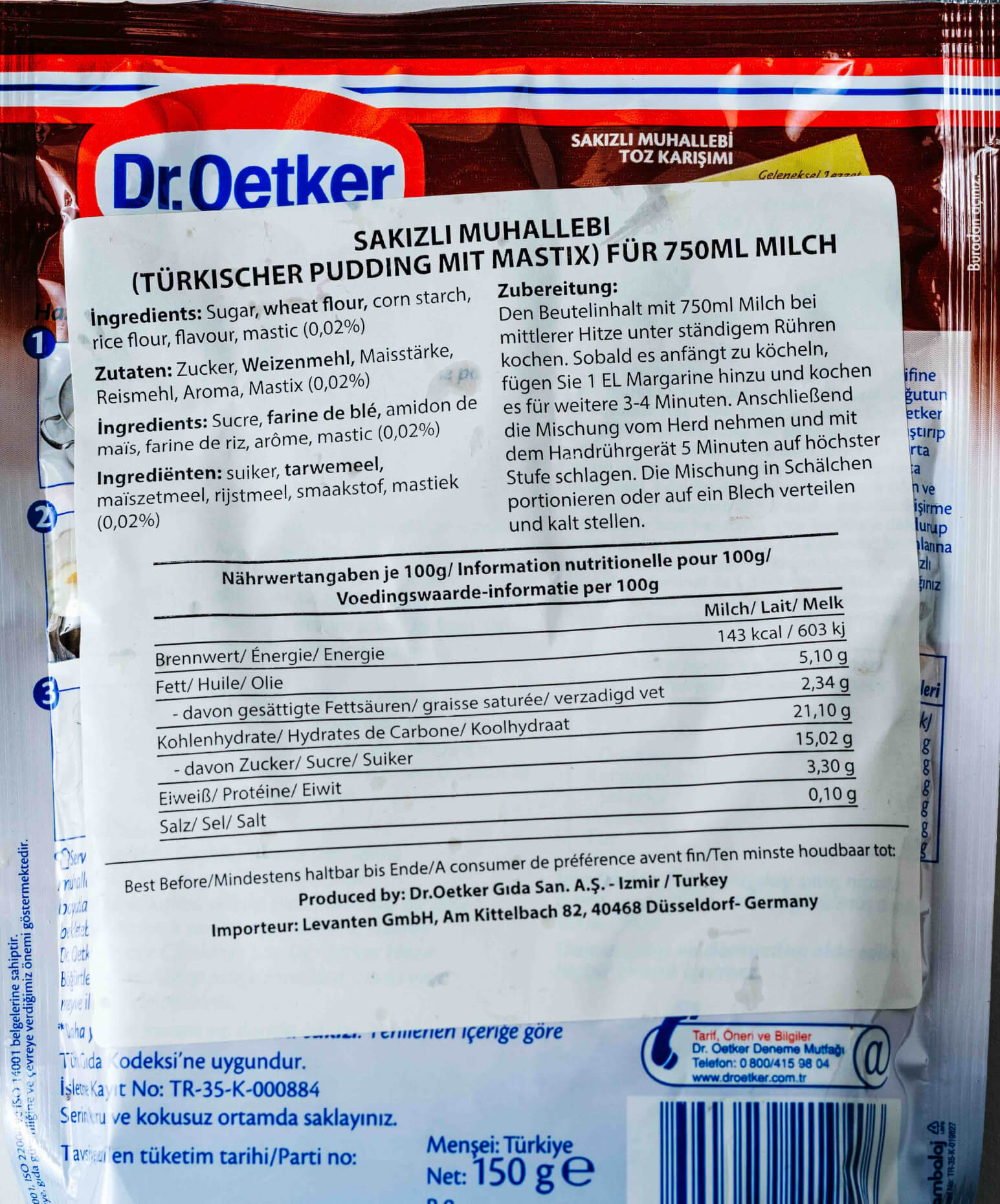 Dr. Oetker Muhallebi with Gum Mastik