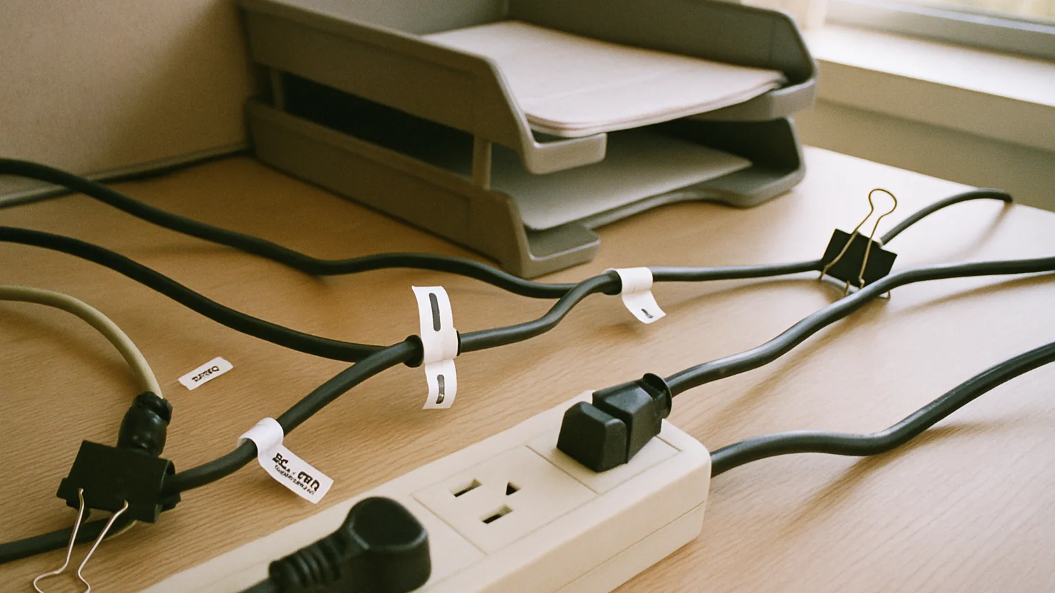 Labeling Office Cords cable management detail