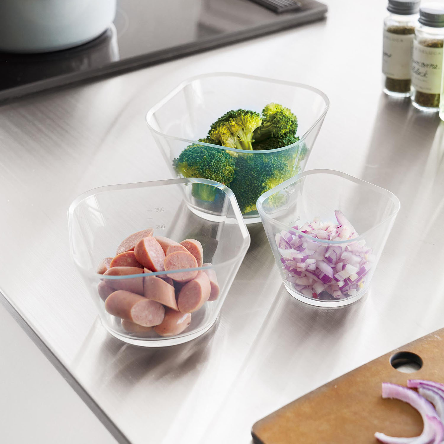 電子レンジ対応洗いやすい下ごしらえボウル タワー SML3点セット