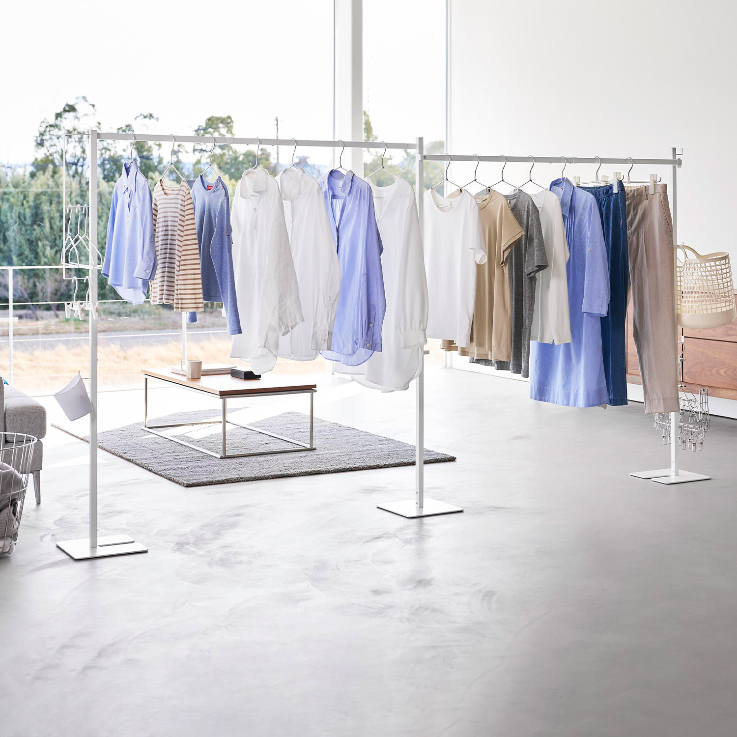 折り畳み室内物干し タワー 2連