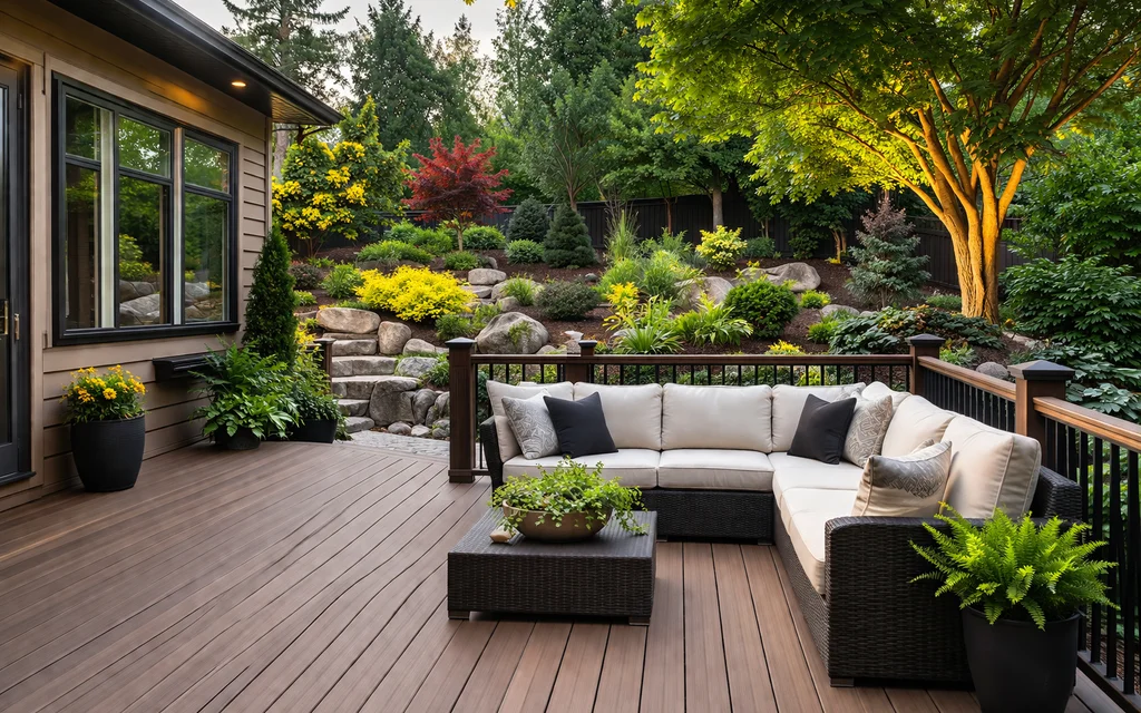 3D visualization of a backyard deck with virtual walk-through.