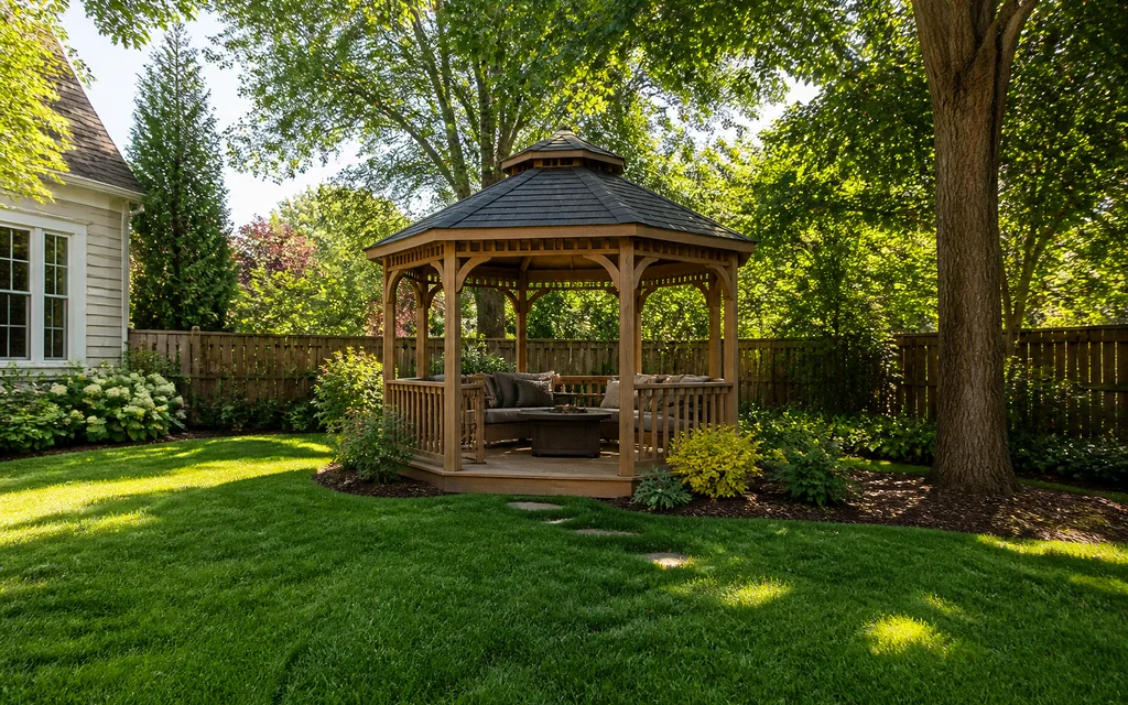 AI visualization of gazebo designs in a backyard