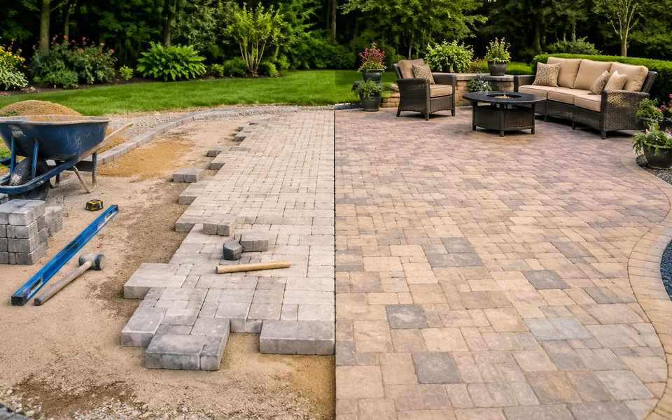 DIY vs. professional paver installation in a backyard