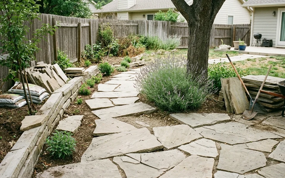 Backyard with landscape design errors