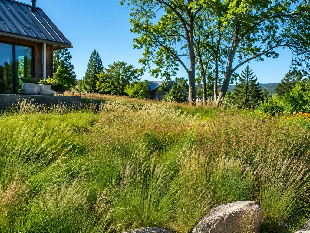 Natural lawn with native grasses.