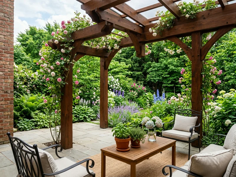 Patio cover in pristine condition due to regular maintenance.