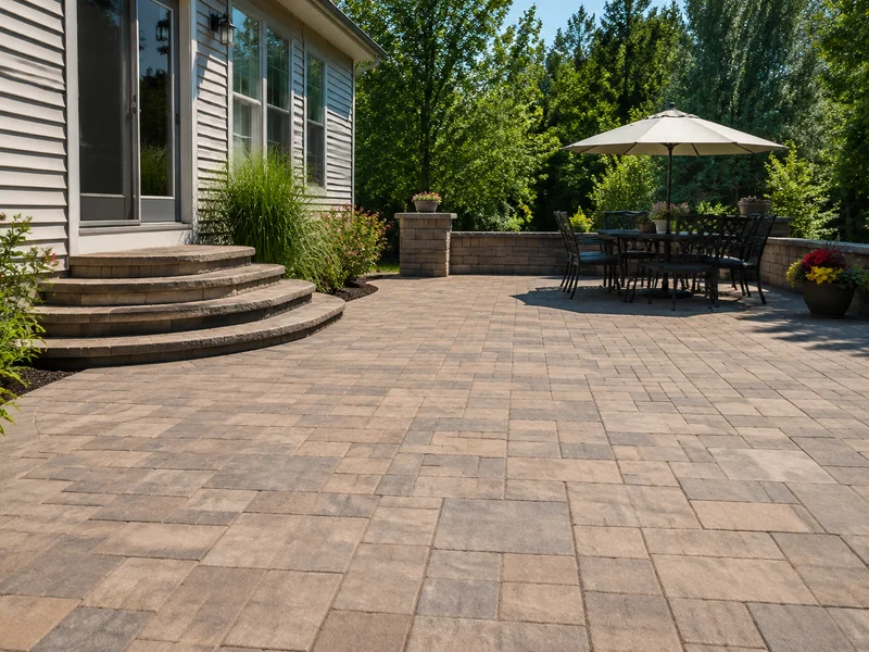 Perfectly leveled patio with evenly installed pavers