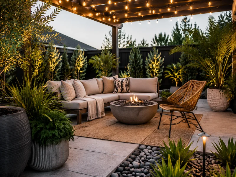 Patio with budget-friendly decorative elements