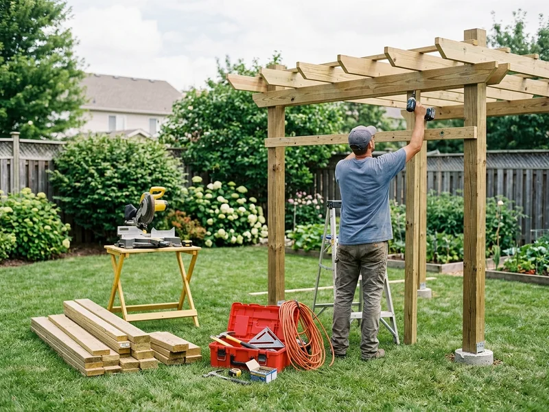 Cost-efficient pergola installation with materials