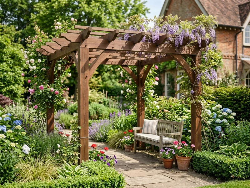 Long-lasting pergola with durable materials