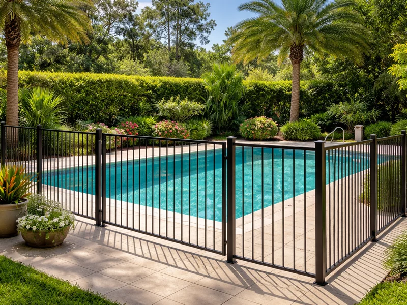 Properly installed pool fence with correct specifications