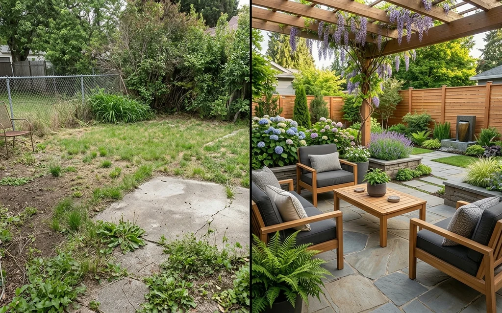 AI-powered visualization transforming a backyard