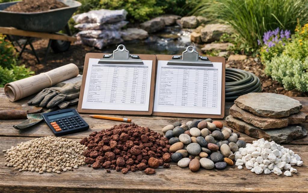 Cost estimates for landscape rocks in a garden