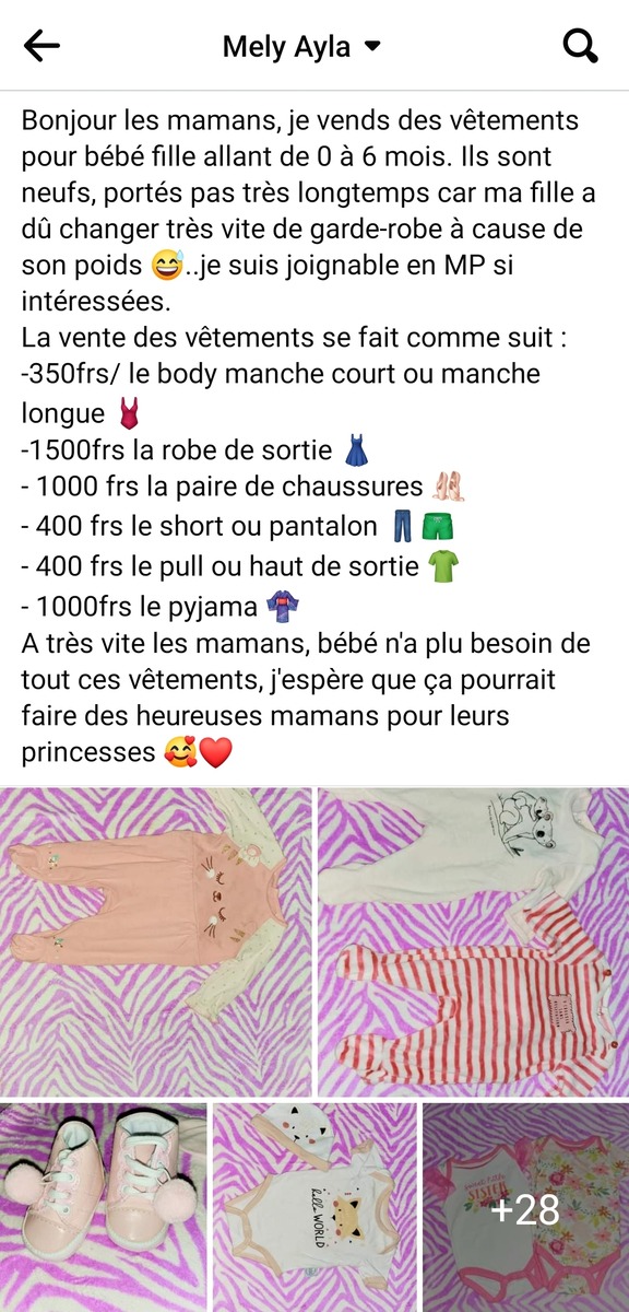 Vente vêtements bébé fille 0-6 mois casi neuf