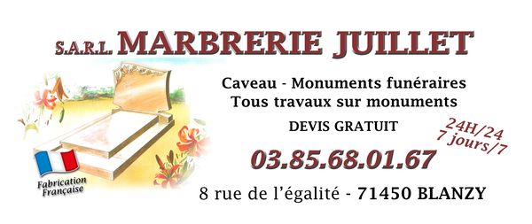 Marbrerie Juillet SARL pompes funèbres, inhumation et crémation (fournitures)
