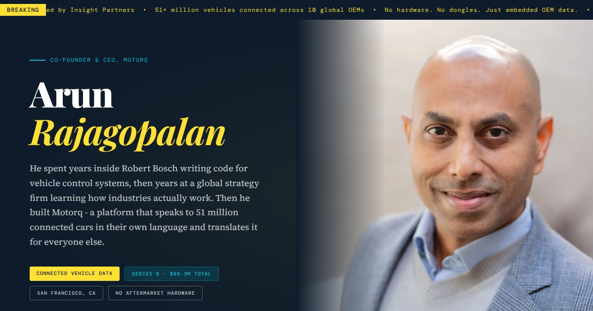 Arun Rajagopalan - Co-Founder & CEO, Motorq