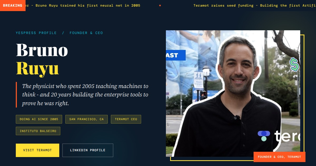 Bruno Ruyu - Founder & CEO, Teramot | YesPress