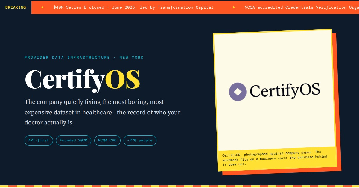 CertifyOS - The Provider Data Infrastructure Healthcare Forgot to Build