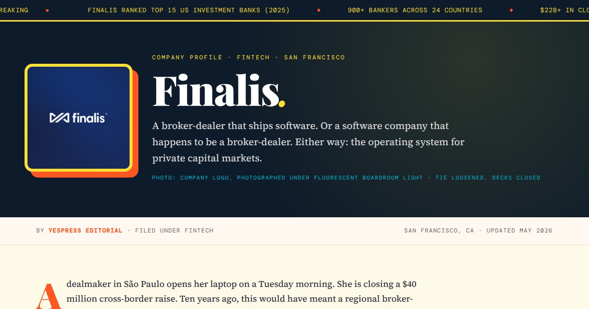 Finalis - The Operating System for Private Capital Markets | YesPress