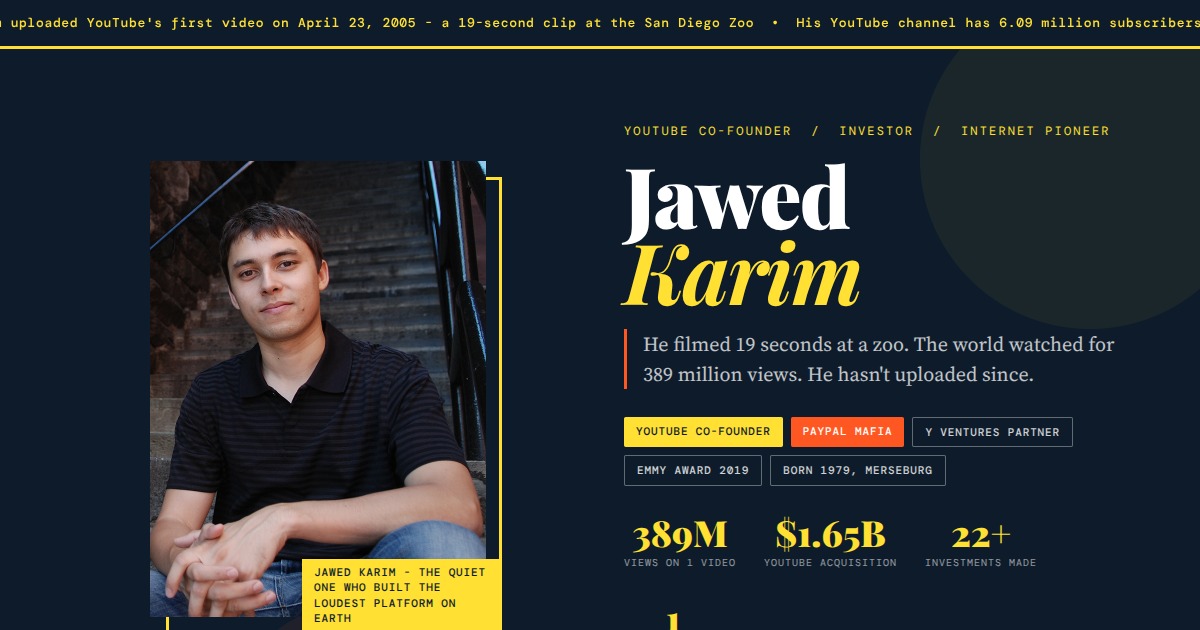 Jawed Karim - YouTube Co-Founder, Investor, Internet Pioneer | YesPress
