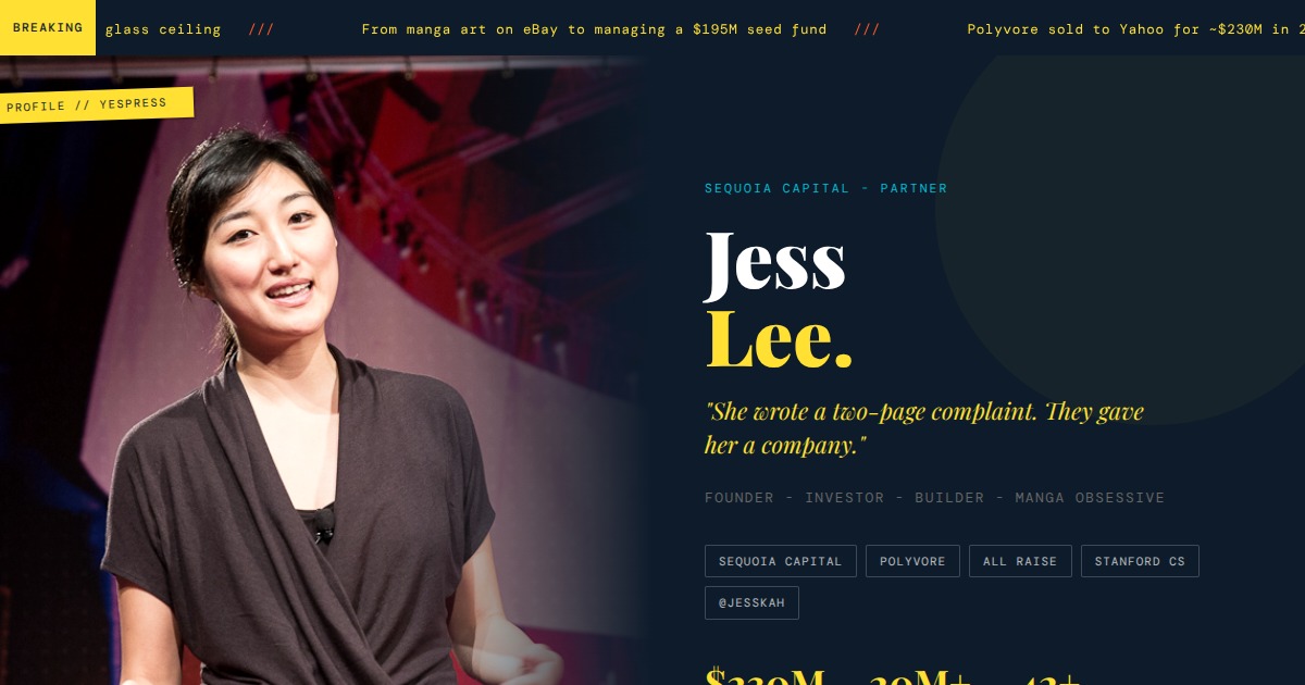 Jess Lee - Sequoia Capital Partner, Polyvore Co-Founder | YesPress