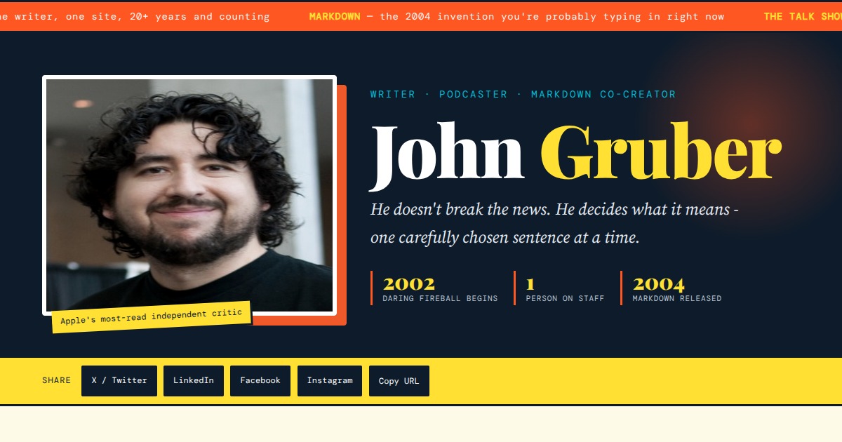 John Gruber - Daring Fireball, Markdown & The Talk Show