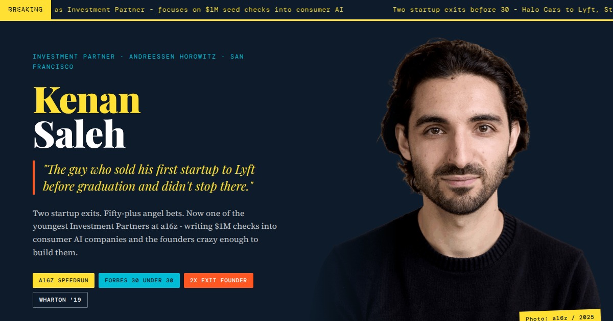 Kenan Saleh - Investment Partner at Andreessen Horowitz | YesPress