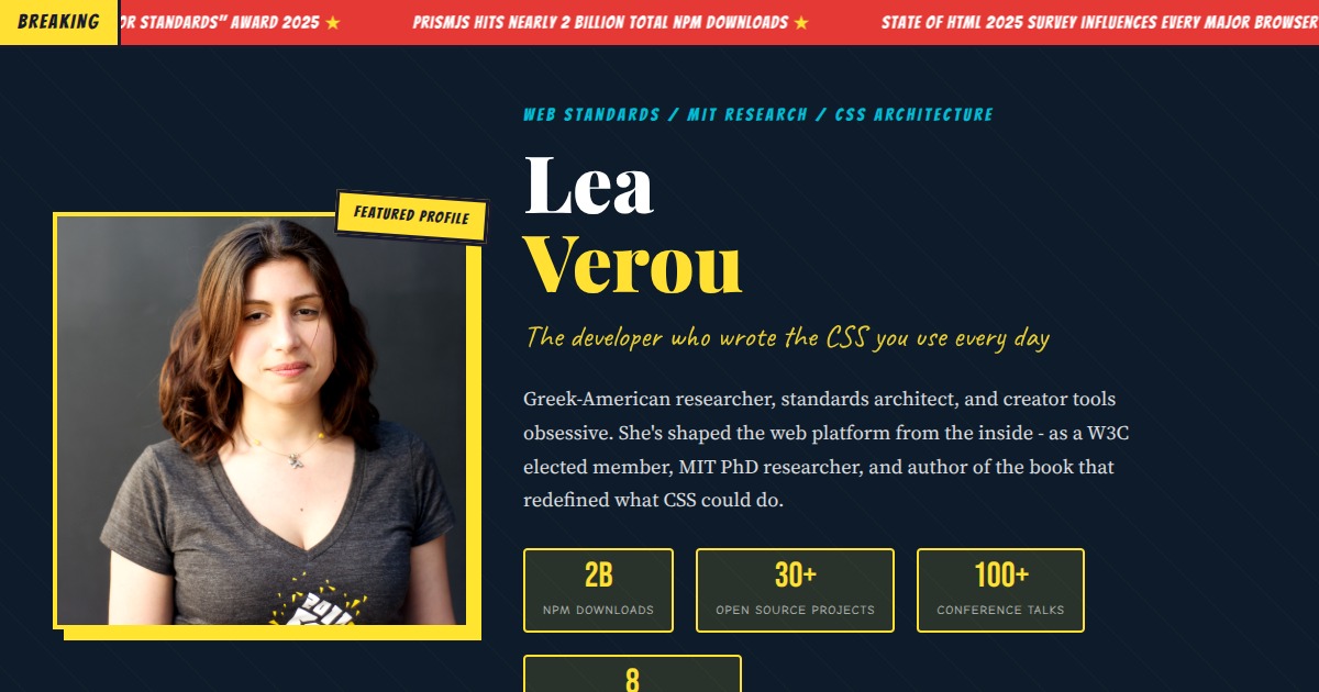 Lea Verou - Web Standards Pioneer, CSS Architect, MIT Researcher