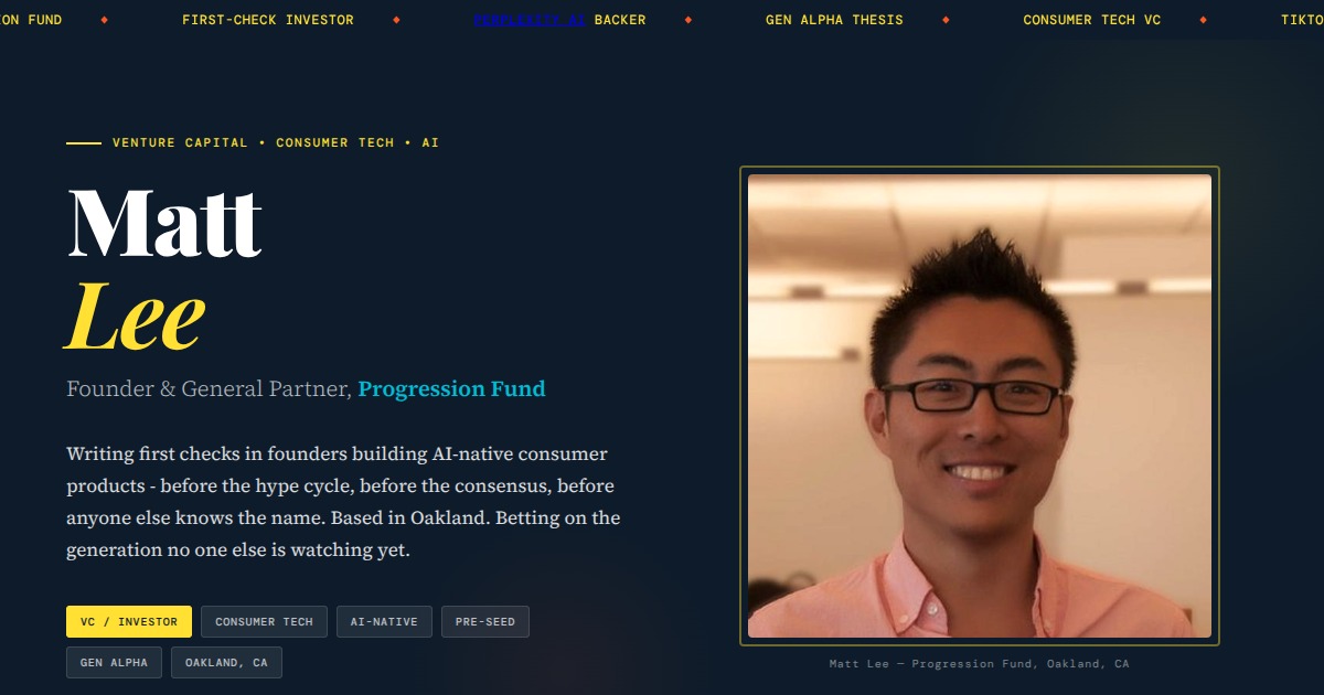 Matt Lee - Founder & General Partner, Progression Fund | YesPress