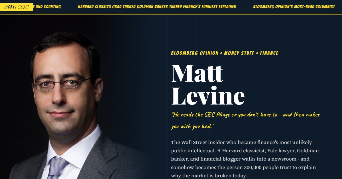 Matt Levine - Bloomberg's Funniest Man in Finance | YesPress