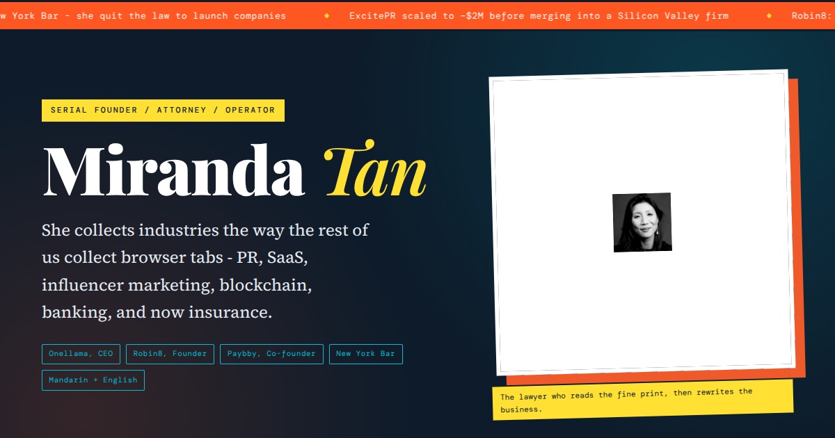 Miranda Tan - Serial Founder, Attorney, Builder