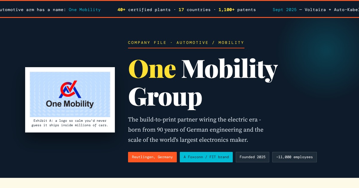 One Mobility Group - The Quiet Wiring of the Electric Era
