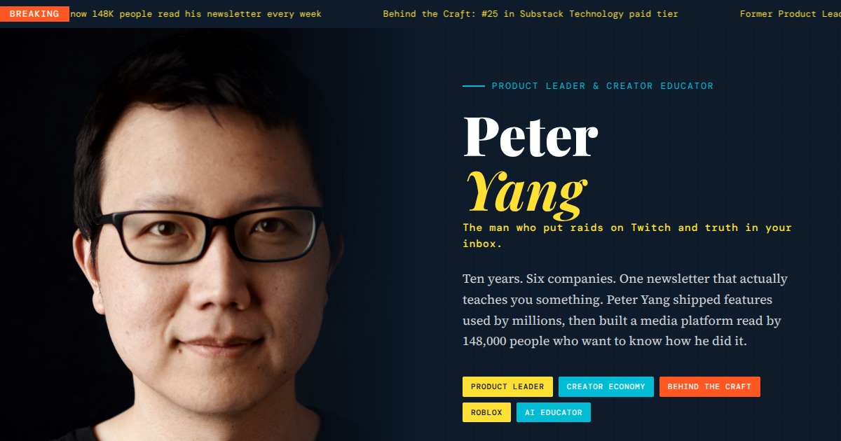 Peter Yang - Behind the Craft | Product Leader & Creator Economy Educator