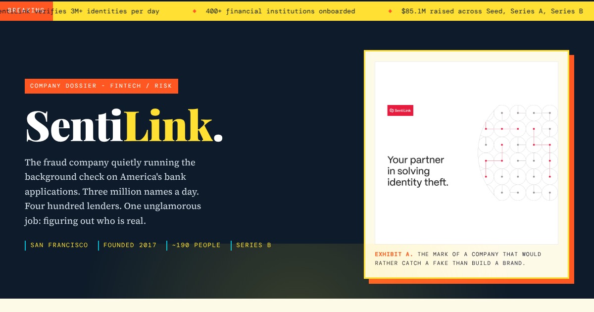 SentiLink - The Fraud Experts Verifying 3 Million Identities a Day
