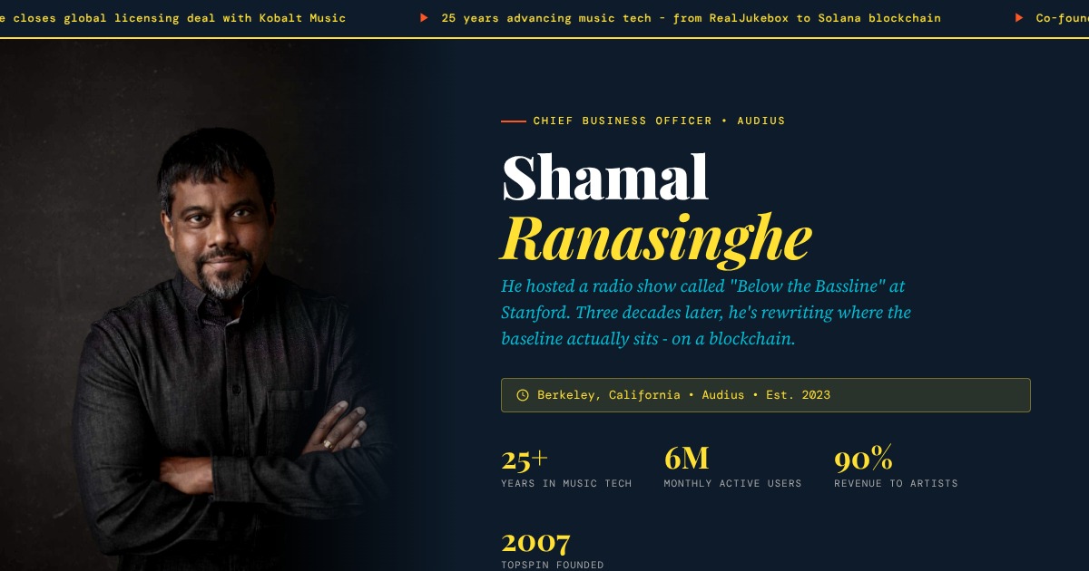 Shamal Ranasinghe - Chief Business Officer, Audius | YesPress