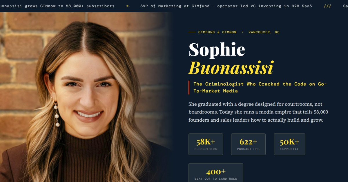 Sophie Buonassisi - SVP of Marketing at GTMfund & GTMnow