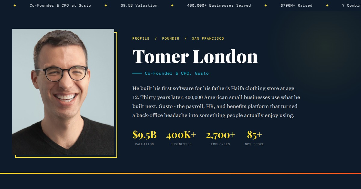 Tomer London - Co-Founder & CPO at Gusto