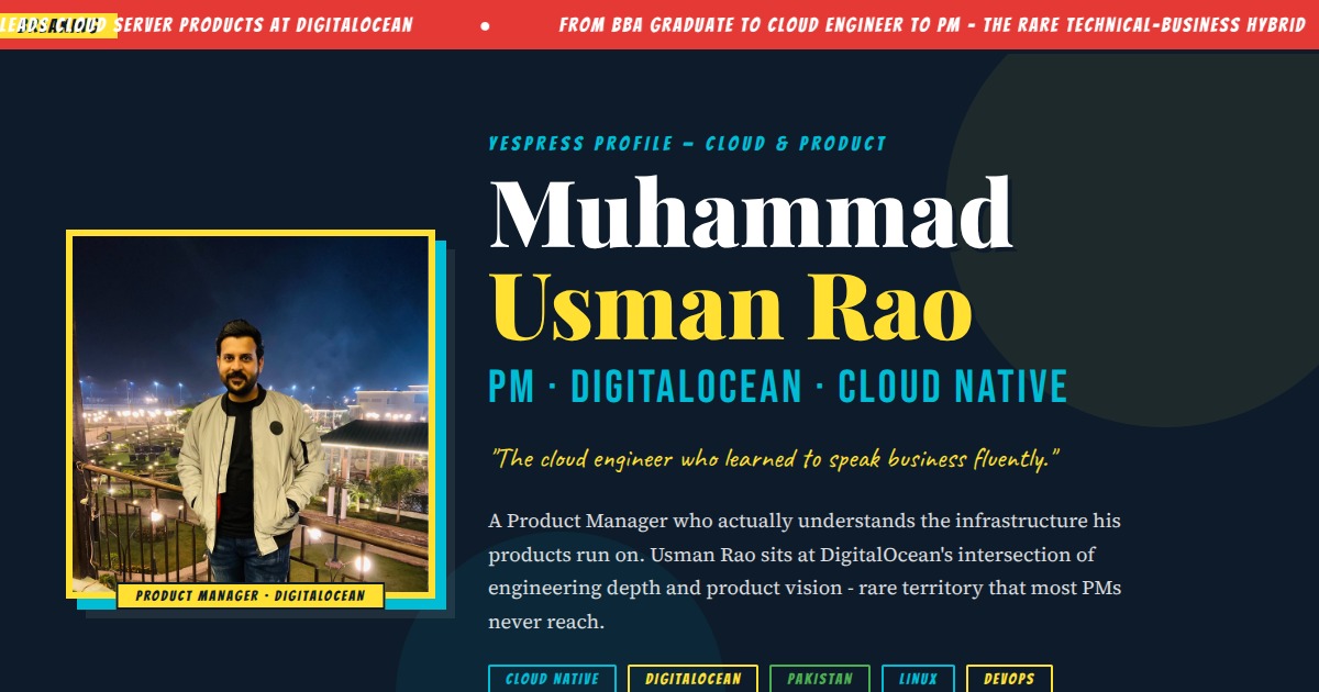 Muhammad Usman Rao - Product Manager at DigitalOcean | YesPress