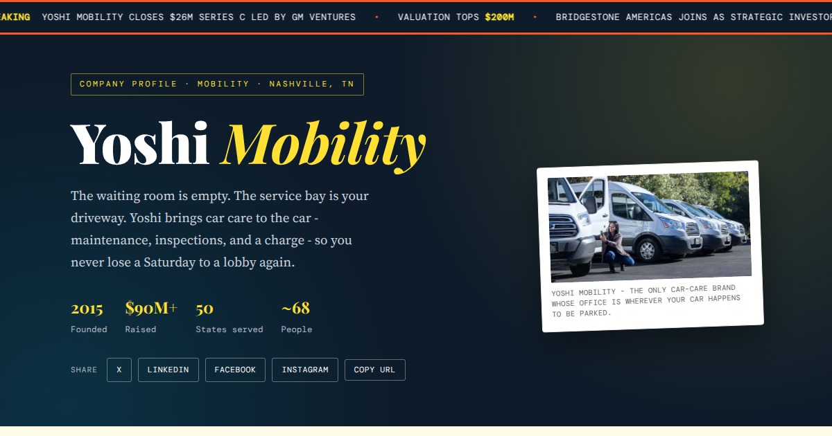 Yoshi Mobility - The Garage That Comes to You | YesPress