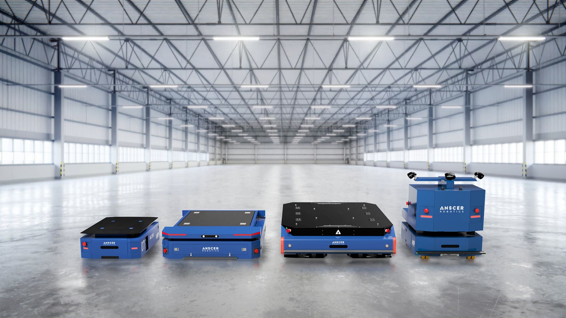 The ANSCER Robotics robot lineup, from compact movers to heavy-duty pallet lifters