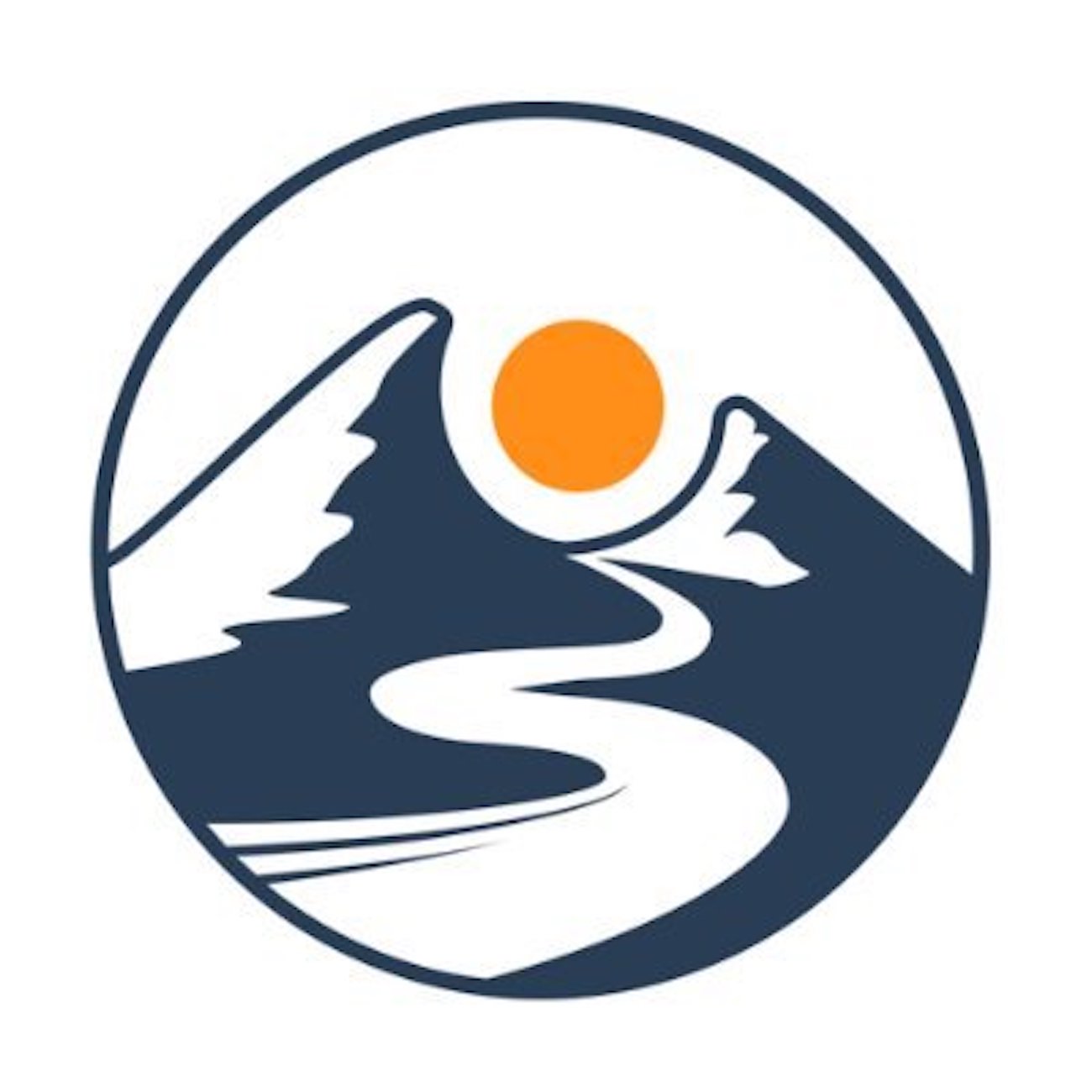Bitterroot Bio logo - navy mountains and a river under an orange sun