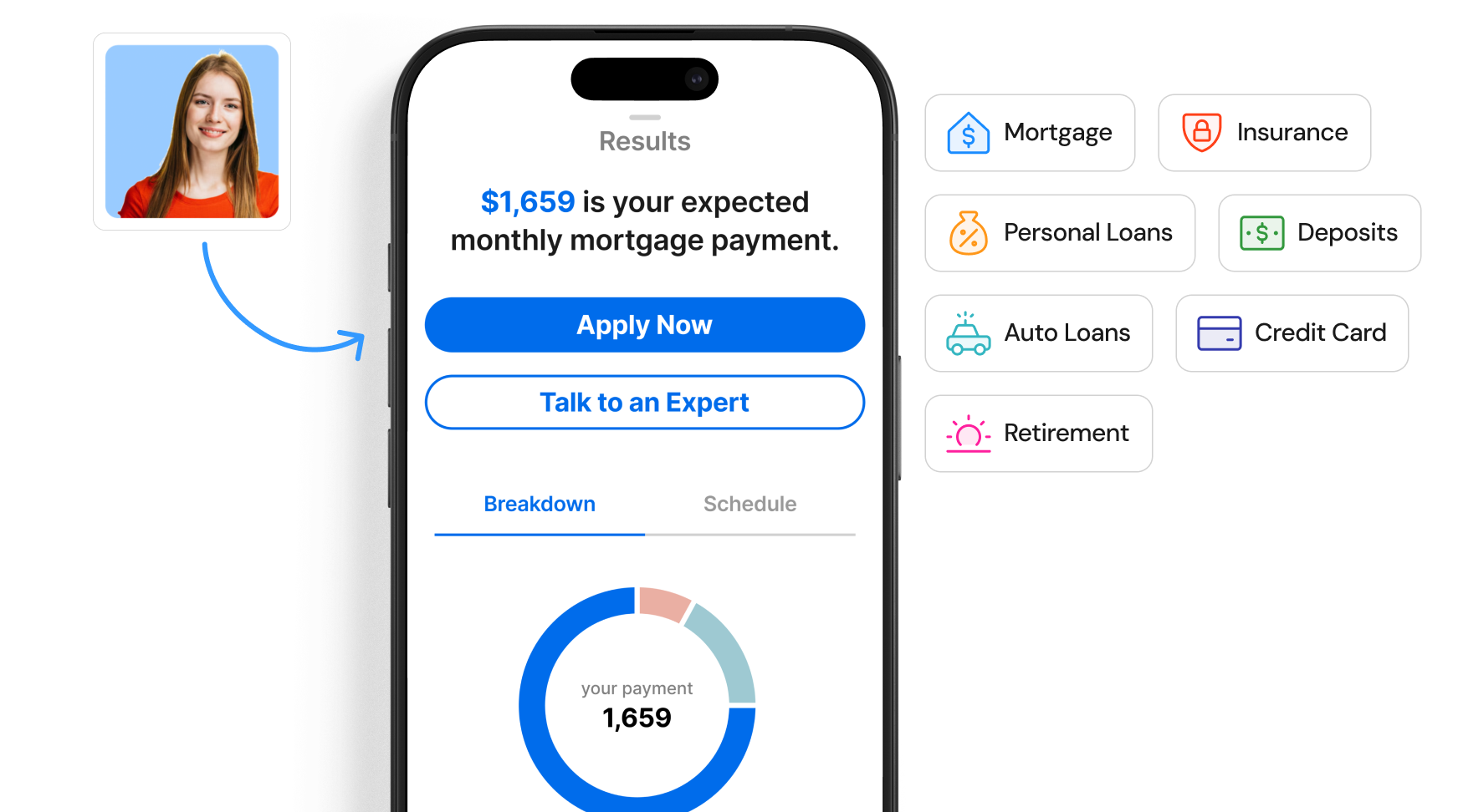 Chimney embedded financial calculator product screenshot