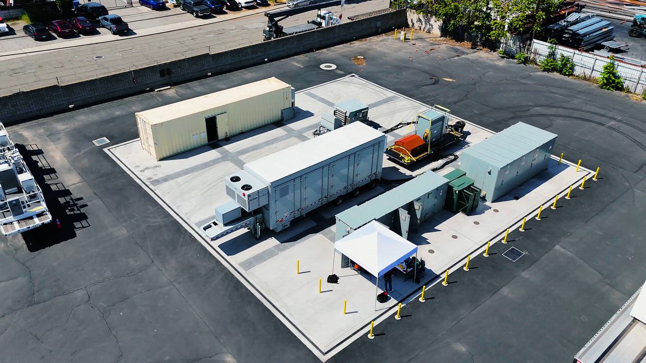Aerial view of a Critical Loop modular battery microgrid deployment site