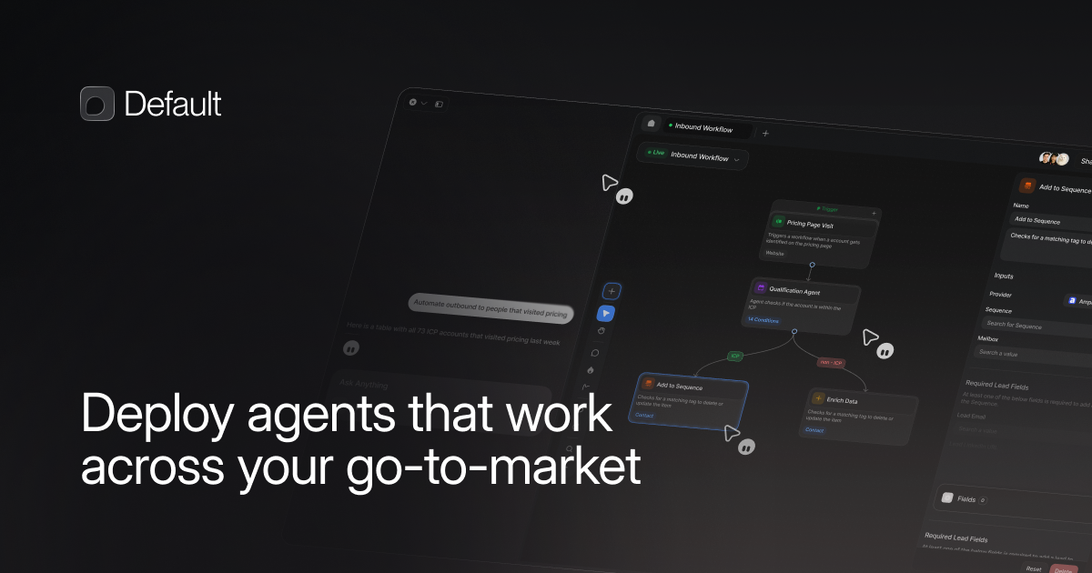 Default brand and product interface showing agents that work across go-to-market