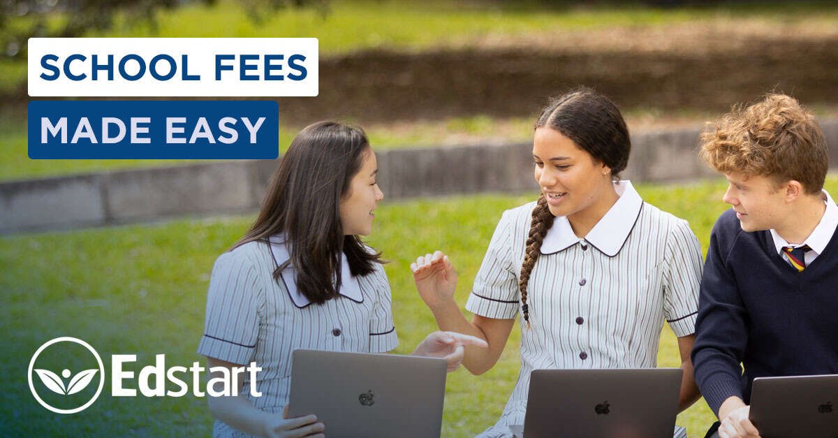 Edstart branding with school students and the tagline School Fees Made Easy