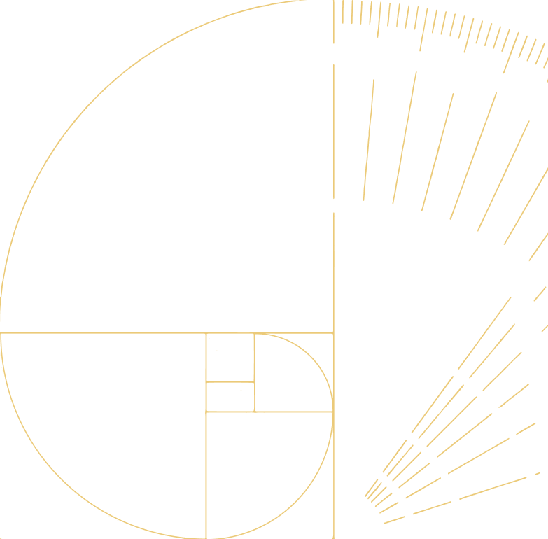 Equi brand mark - a golden geometric spiral on navy