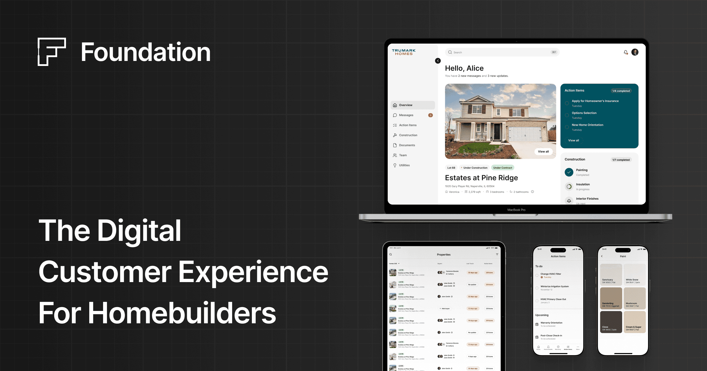 Foundation logo and product - the digital customer experience for homebuilders