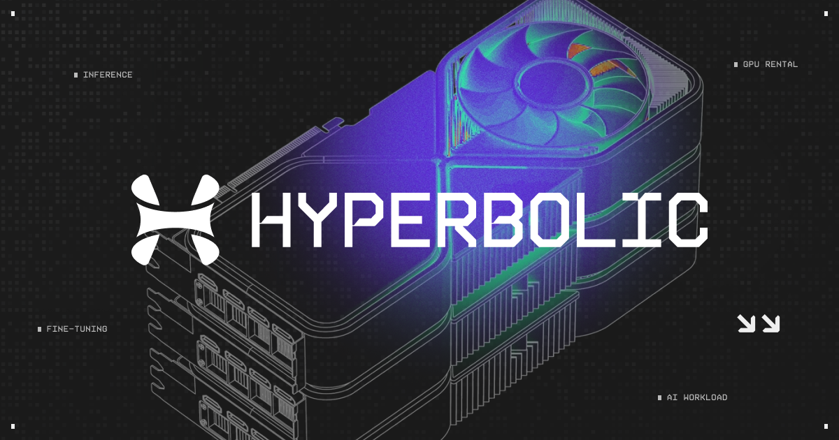 Hyperbolic logo over a high-performance GPU