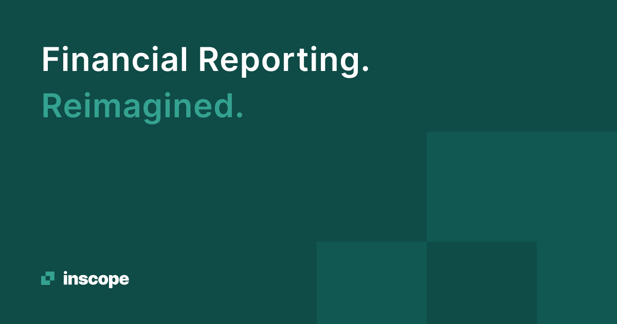Inscope logo and brand mark: Financial Reporting. Reimagined.